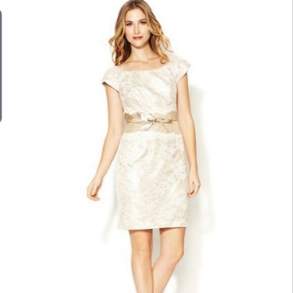 NWT Trina Turk Reena gold&lace overlay dress sz 4 - Picture 1 of 6